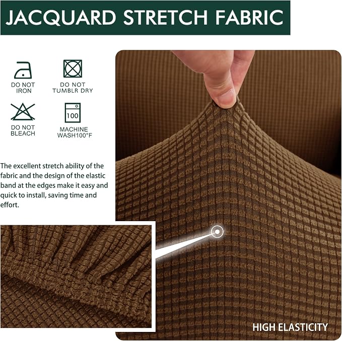 Hokway Couch Cushion Covers Stretch Cushion Covers Sofa Seat Cushion Slipcover Cushion Protector(Coffee, Medium) - Image 4