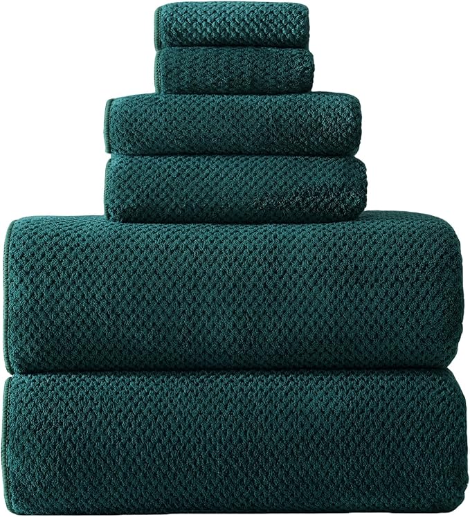 40x80 Inches Bath Sheets Towels for Adults Oversized Bath Towels Extra Large Luxury Super Soft Absorbent Quick Dry Microfiber (Dark Green,6PCS) by Akzpe