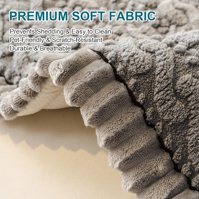 KRFOONN Couch Cover for Dogs Washable Pet Couch Covers for 2 Cushion Sofas Non-Slip Dog Sofa Protectors Cushion Covers Soft Sofa Slipcovers Cushion Protector for Pets Mat (Pattern Grey, 27.6" x 59") - Image 3