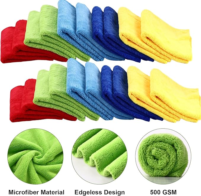 Shimeyao 30 Pcs 16 x 16 Inch Edgeless Microfiber Plush Towels for Cars Detailing Drying Wash Polishing Absorbent Cleaning Cloths, 500 GSM (Multicolor) - Image 3