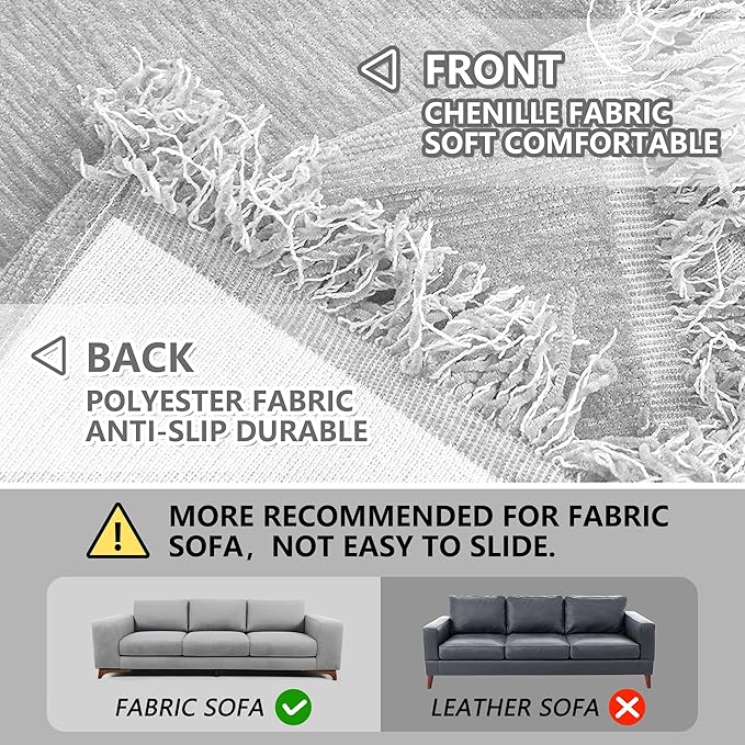 MEETSKY Sectional Couch Cover Sofa Covers Sofa Throw Cover Reclining Sofa Slipcovers for Dog Modern Decor Couch Protector for Living Room/Bedroom Decoration, 71" x 118", Light Grey - Image 5