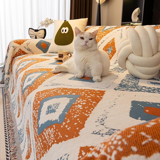 ROOMLIFE Couch Cover Boho Sofa Covers for 3 Cushion Couch Washable | Furniture Protector Sofa Couch Cover for Dogs, Soft Breathable Sofa Slipcover, Couch Throw Blankets with Tassels 71''X118'' - Image 2