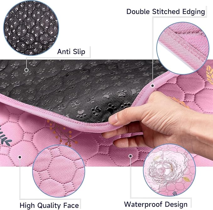 Sunheir Washable Pee Pads for Dogs Large 24" x 72" 2-Pack Reusable Puppy Pads Pet Training Pads, Absorb Dog Mats, Whelping Pad, Non-Slip Protects Against Urine Leakage, Runner Rug (Leaves - Pink) - Image 4