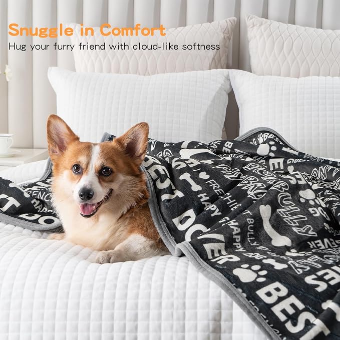 Waterproof Dog Blankets Pet Blanket 60"x80", Soft Fluffy Sofa Car Bed Protector, Reversible Sherpa Fleece Dog Blanket for Large Dogs(Letters) - Image 5