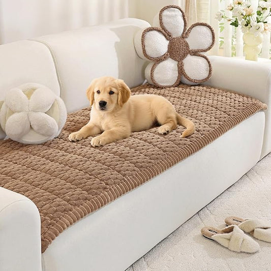 Royhom Couch Cover for Dogs Washable，Non Slip Sofa Protector for Pets | Durable & Easy Care, Soft Furniture Cover for Leather & Fabric Couches Against Claws, Spills & Fur, 27.6x82.7 Inch, Brown by Royhom