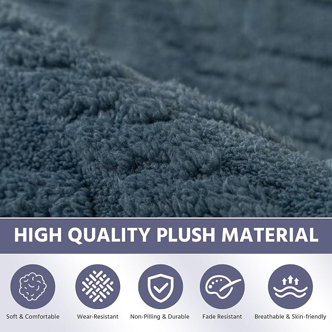 OTOB All Seasons Couch Covers for 3 Cushion Couch Sofa, Washable & Non Slip Geometric Jacquard Plush Sofa Slipcovers Pet Friendly Soft Furniture Cover Protector, 1 Piece (Hazy Blue, 27.6"x70.9") - Image 3