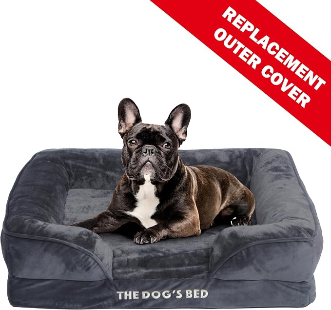 The Dog’s Bed Orthopedic Bolster Dog Bed Replacement Outer Cover - for CertiPUR-Certified Foam Beds, Flannel Fabric, Grey, Medium - Image 3