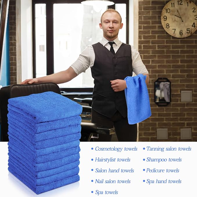 Shimeyao 40 Pack Bleach Proof Towels Microfiber Absorbent Resistant Hair Hand Towels Bulk Quick Dry for Barber Gym Bath Spa Shaving (Blue,16 x 29 Inch) - Image 5