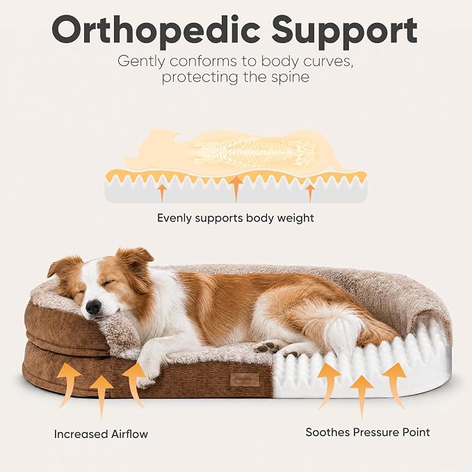 FUKUMARU Large Thickened Dog Couch Bed, Orthopedic, Waterproof & Washable | Heavy Duty Dog Sofa with 4" Extra-Thick Egg-Crate Foam, Relieves Joint Pressure, Fully Removable, Fits Medium to Large Dogs - Image 3