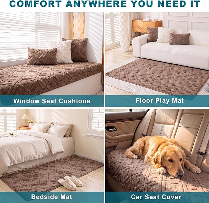 KRFOONN Couch Cover for Dog Non Slip Washable Plush Sofa Protector Brown | Pet Sofa Slipcovers for 3 Cushion Couch, Scratch Resistant, Boho Pet Covers for Couches & Sofas (35.5" x 71") - Image 6