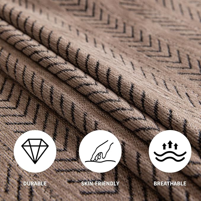 Sofa Covers for 2 Cushion Couch Sofa, Loveseat Non Slip Couch Cover Chenille Strip Couch Throw Blankets with Tassel, Sectional Sofa Slipcover Furniture Protector for Pets, Kids 71"x118", Light Brown - Image 5