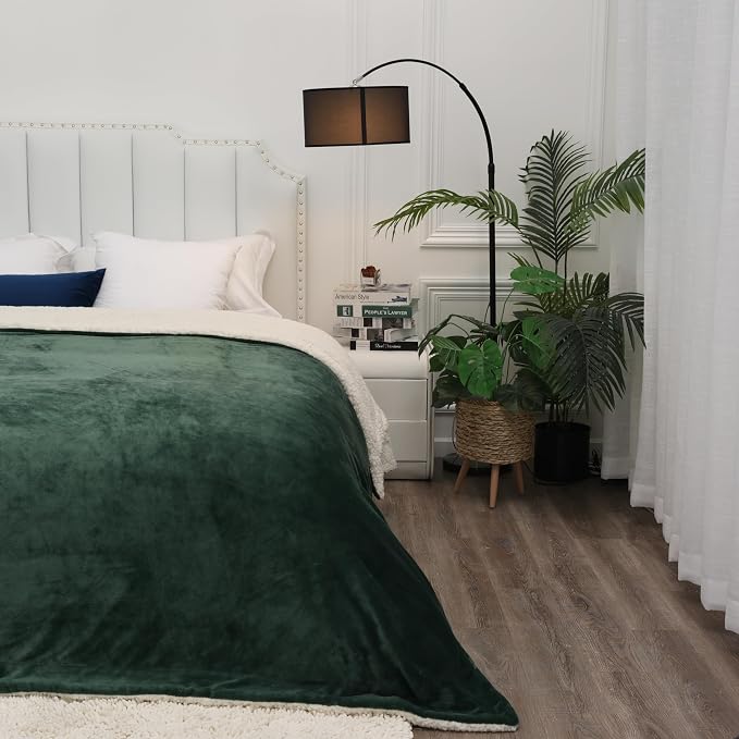 Waterproof King Size Blankets for Bed Spill-Proof, Water Proof & Mess-Free Cozy Flannel Splash Blanket Reversible Mattress or Furniture Protector for Queen, King Beds(Emerald Green) - Image 6
