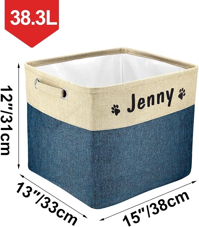 PET ARTIST Collapsible Dog Toy Storage Basket Bin with Personalized Pet's Name - Rectangular Storage Box Chest Organizer for Toys, Clothing, Apparel & Accessories - Image 6