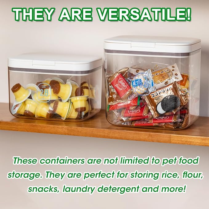 TBMax 2 Pack Large Dog Treat Container Bins 2 Qt + 3 Qt with One-Press Flip-up Lid, Airtight Pet Dog Cat Treat Jar for Countertop, Pet Biscuit Canister Cookie Holder - Image 8