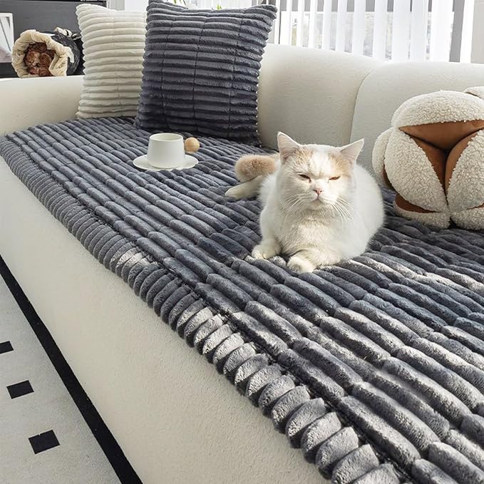 Pet Couch Cover Dogs Washable Non-Slip Couch Protector Fuzzy Cat Sofa Covers for 3 Cushion Sofa Pet Friendly Couch Protector Dog Mat for Couches and Sofas Dark Gray, 27.6 x 82.7 - Image 8