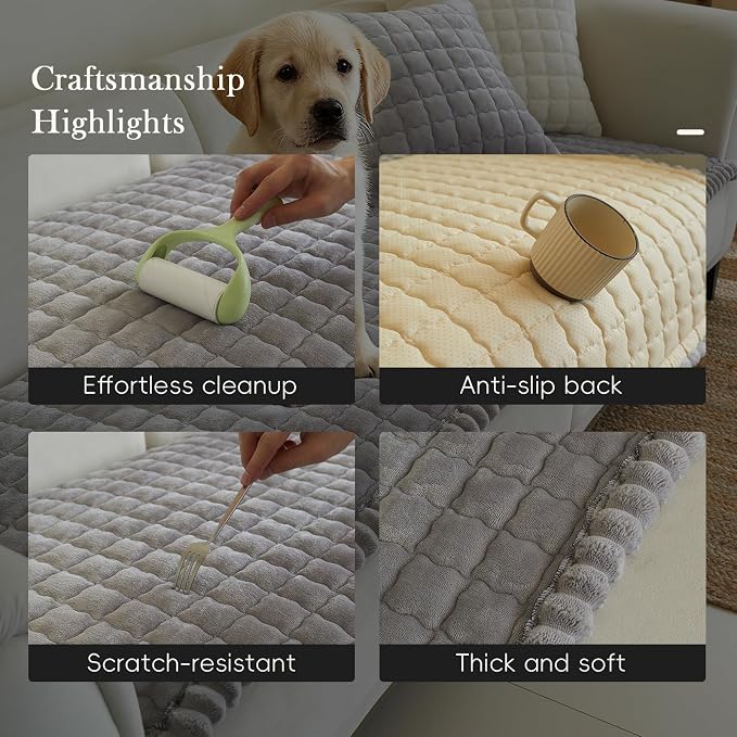 Couch Covers for 3 Cushion Couch Sofa Pet Friendly,Non-Slip Sofa Cover Washable - Image 4