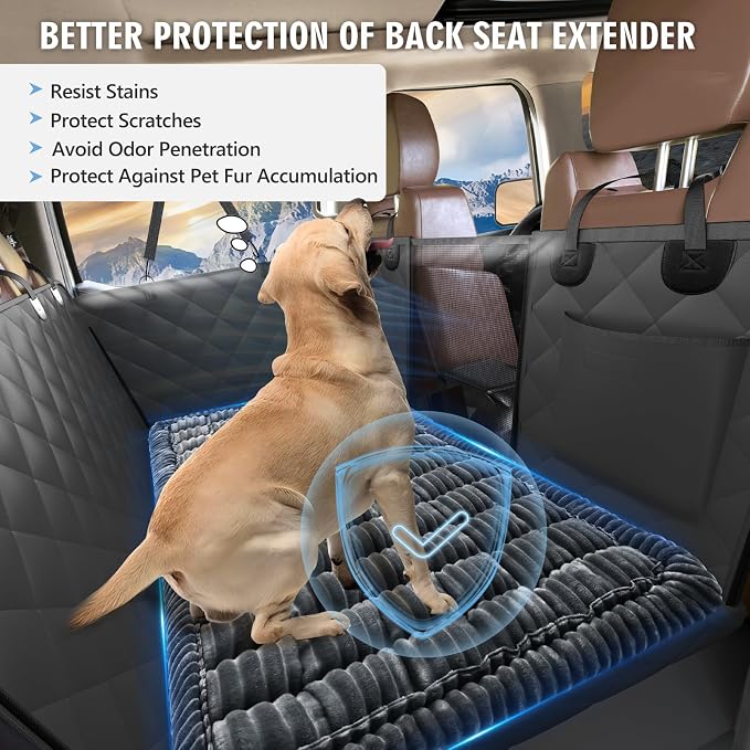 Dog Bed for Car Back Seat, Non-Slip Backseat Pet Mat XL, 59”X27.5” | Soft Blanket for Travel, Plaid Flannel, Quilted PP Cotton Filling, Non-Slip Backing, Machine Washable, Fit Backseat Extenders - Image 4