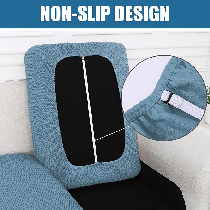 Smiry Waterproof Couch Cushion Covers, Non Slip Seat Cushion Covers | Stretch Jacquard Sectional Sofa Slipcover, Washable Elastic Furniture Protector for Pets, Kid, Medium, Blue - Image 3