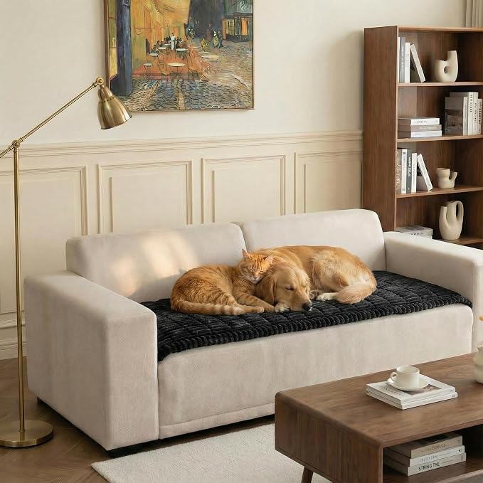Fuzzy Pet Couch Cover for Sofa,Non Slip Sofa Cover Pet Friendly Couch Covers for Dogs Washable Protector for Pets Mat Dog Bed Mats (Black, 27.6"x70.5") - Image 6