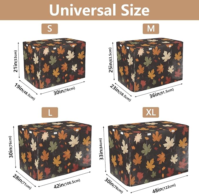 Dog Crate Cover Kennel Cover for Dog Cages Breathable for Wire Cage Indoor Outdoor Maple Leaves Black - Image 3