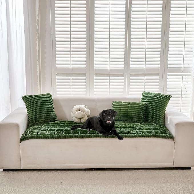 Mivnue Pet Couch Cover, Couch Covers for Dogs, Washable Dog Sofa Covers Couch Protector, Fuzzy Non Slip Couch Slipcover Pet Friendly (Green, 27.6" x 70.9") - Image 2