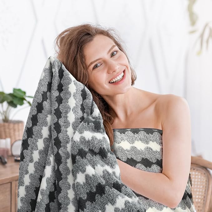SmoothNovelty 16 Pack Microfiber Bath Towels Bulk 27'' x 60'' Oversized Size Bath Towel Highly Absorbent Extra Large Soft Drying for Beach Shower Summer Salon Sport Gym Party (Cone,Grey) - Image 6