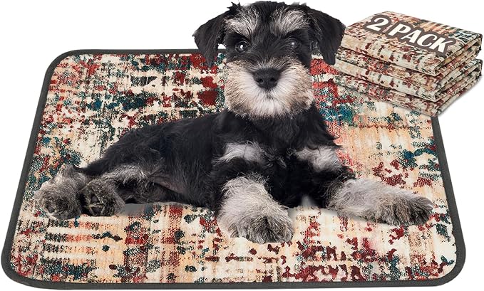 Qeils Washable Pee Pads for Dogs, Reusable Puppy Pads 18"x 24" 2 Pack | Leak-Proof, Super Absorbent Potty Training Pads With Non-Slip Backing For Crates, Floor, Playpen, Whelping & Furniture by Qeils