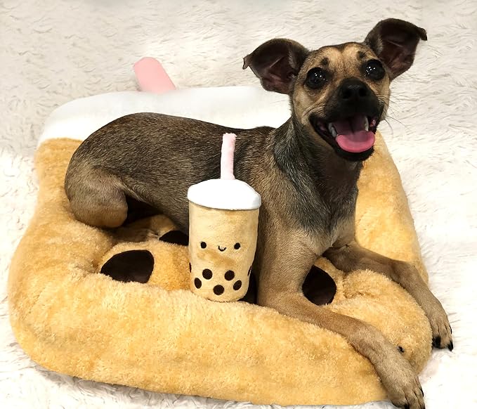 TONBO Soft Plush Small Cute and Cozy Food Dog Cat Bed, Washer and Dryer Friendly (Boba) - Image 3