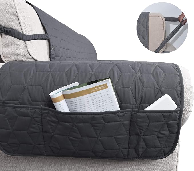 Ameritex Waterproof Nonslip Recliner Cover Christmas Decor Stay in Place, Dog Couch Recliner Cover Furniture Protector for Pets and Kids (Dark Grey, 23'') - Image 3