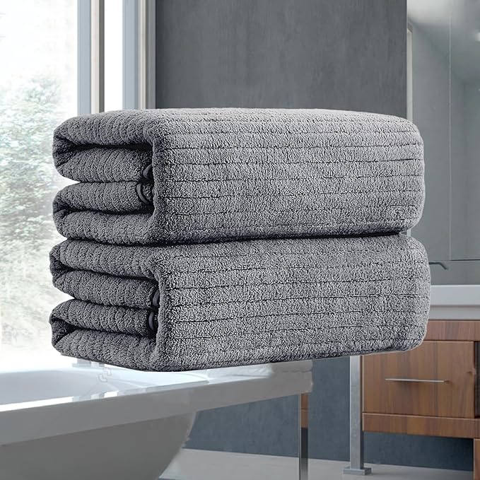 Hailea Grey Hand Towels Set 16x31 Inches,Soft Microfibers Bathroom Towel Set 2 Pack,Highly Absorbent Quick Dry Luxury Towel Hotel Spa Gym Hand Towel Collection for Bathroom by Hailea
