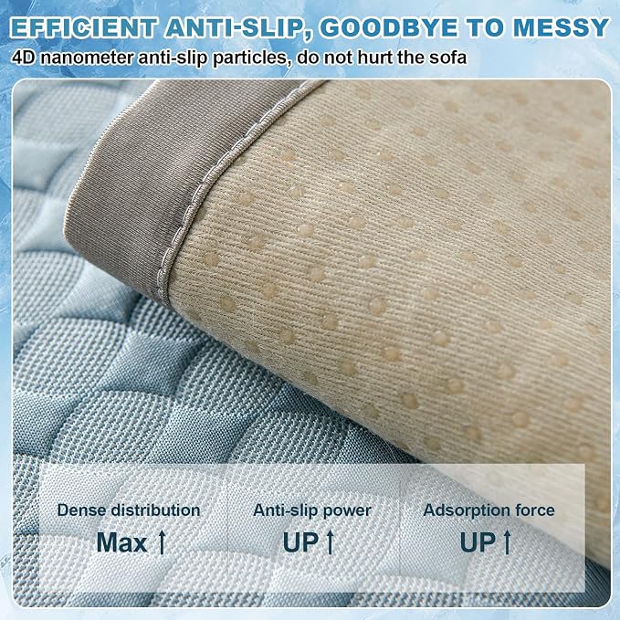 OTOB Cooling Couch Cover for Dogs Washable Non Slip Sofa Protector, 1 Piece | Luxury Cream, 35.4"x70.9", Premium Ice Silk Fabric, Modern Geometric, Soft, 3D Breathable, Pet Friendly Furniture Cover - Image 6