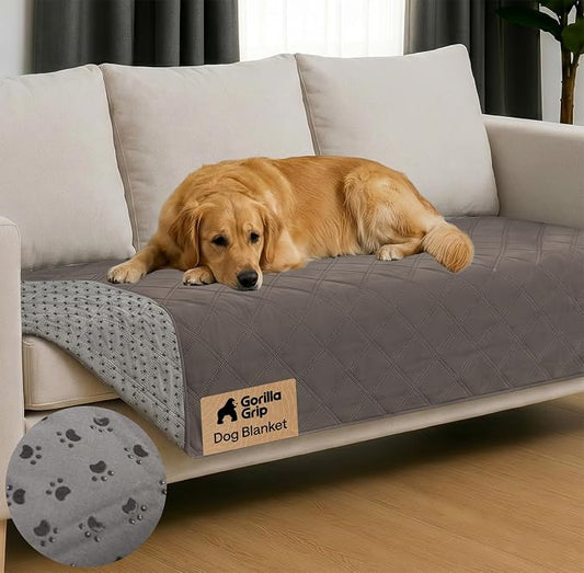 GORILLA GRIP® Waterproof Dog Blanket, Leakproof Couch Cover for Dogs, Silicone Grip Backing, Protects Sofa, Sectional, Bed, Crate, Car & RV, Tear-Resistant Washable Senior Pet Blanket, 30x70 Charcoal by Unknown