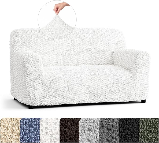 PAULTO BY GA.I.CO. Stretch Sofa Slipcovers – Soft Elastic Fabric Couch Cover for Armchair Loveseat 3-Seater & 4-Seater Sofa Cover – Non-Slip Furniture Protector Washable - Crisp White (40"-63" Wide) by PAULATOBYGAICO