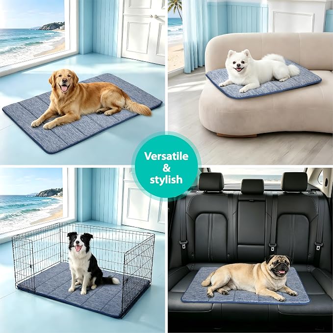 Dog Cooling Mat for Large Dogs – 41"x27" Orthopedic Memory Foam Pad for Summer, Hot Weather & Joint Relief | Washable, Non-Slip Crate Mat for Senior Dogs, Travel & Home (Wander Blue) - Image 7