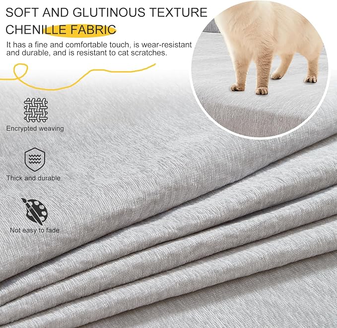 Chair Cover for Washable Sectional Couch Covers, Chair(71"x91"), Light grey | Couch Covers Protector with Tassel Sofa Slipcover for Pet & Kid Friendly - Image 4