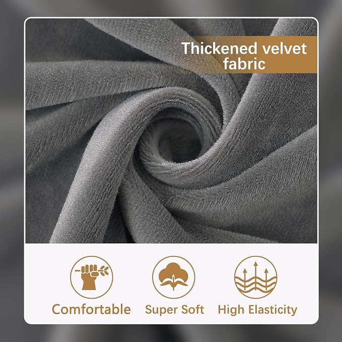 hyha Velvet Couch Cushion Covers, Sofa Covers for 2 Cushion Couch Washable | Soft Plush Sofa Slipcover, Elastic Bottom, Non-Slip Wear Resistant Furniture Protector, Ideal For Pets & Kids, Medium - Image 3
