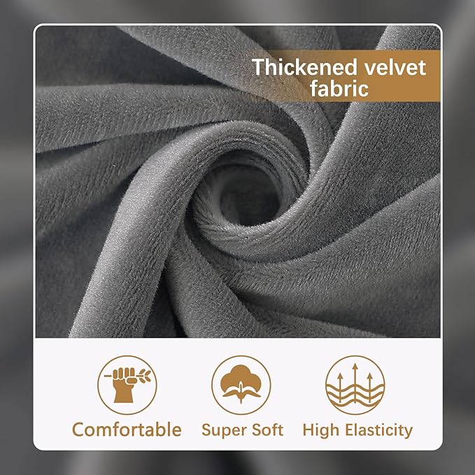 hyha Velvet Couch Cushion Covers, Sofa Covers for Cushion Couch Washable | Soft Plush Sofa Slipcover, Elastic Bottom, Non-Slip Wear Resistant Furniture Protector, Ideal For Pets & Kids, Small - Image 3