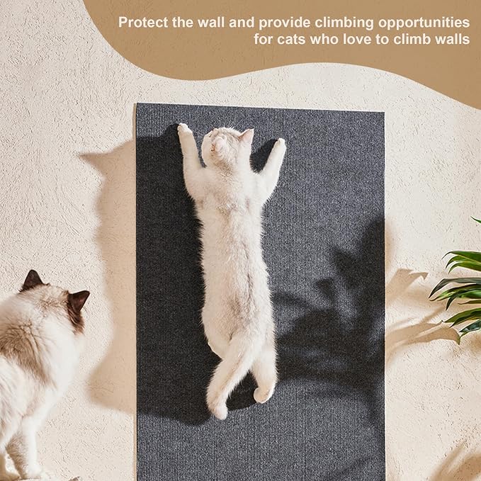 4PCS Cat Scratch Mats 39”x12”,Trimmable Cat Scratching Post Carpet Cover Self-Adhesive Cat Tree Shelves Replacement Parts Matfor Couch Furniture Included a Pendant Toy (Grey) - Image 2
