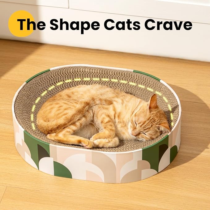 Conlun Oval Cat Scratcher Bed | Scratching Bowl Lounge for Kittens | Medium | Corrugated Cardboard Pad | Concave Shape | No Mess Enclosed Base | Serves as Couch Furniture Protector - Image 5