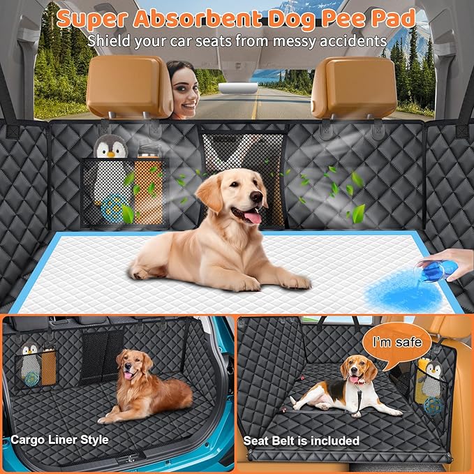 URPOWER XL Hard Bottom Dog Seat Cover for Full-Size Truck Back Seat | 400 lbs Support, 45% More Space, Waterproof, Mesh Window, Scratch Resistant, Non-Slip, Easy Care, Pee Pad Included - Image 3