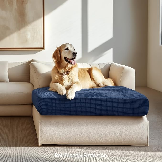 Hokway Stretch Chaise Cover Individual Couch Cushion Slipcovers Reversible Cushion Protector Slipcovers Sofa Cushion Protector Covers (Chaise Cover, Darkblue) - Image 6