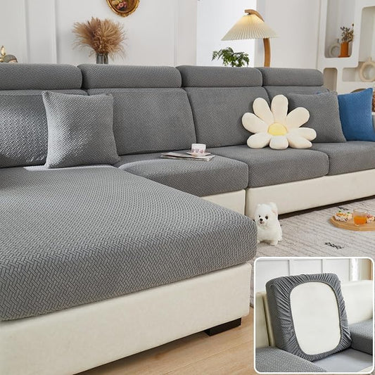 Couch Cushion Covers & Couch Cover for Sectional Sofas, Reversible Non-Slip Sofa Slipcovers, Washable Pet Proof Home Decor Protector (Gray, Chaise Cover) by Unknown
