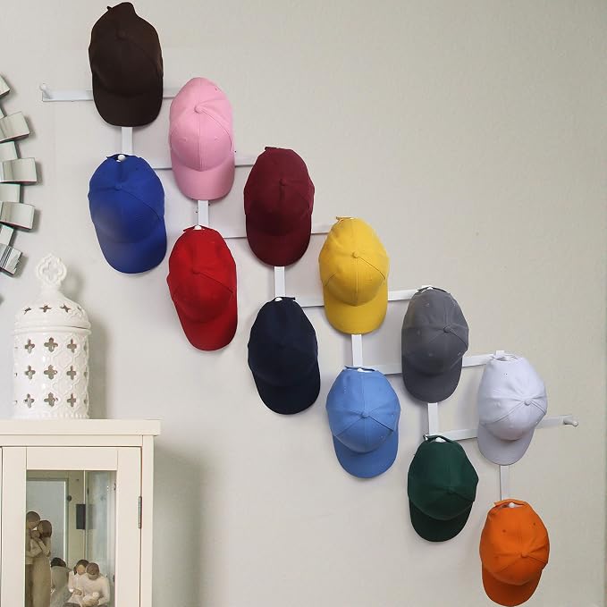SKOLOO Hat Rack for Wall with 17 Hooks, Solid Wooden, Modern, Expandable Coat Rack Wall Mount for Coats, Hats, Bags, Baseball Caps, White - Image 6