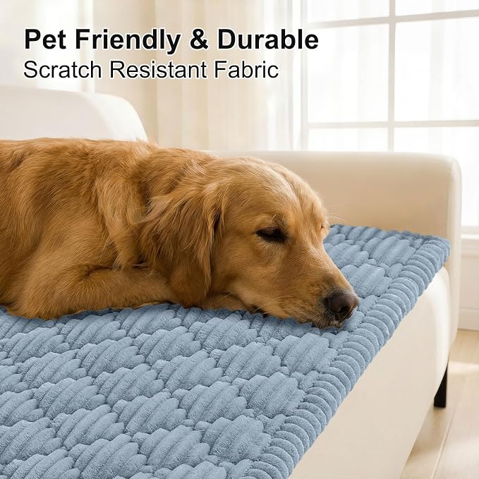 Smiry Couch Cover for Dogs Washable, Non Slip Fuzzy Pet Sofa Protector | Soft Thick Furniture Cover for Sofa, Loveseat and Sectional, Scratch & Pet Hair Resistant (Airy Blue, 27.6" x 27.6") - Image 3