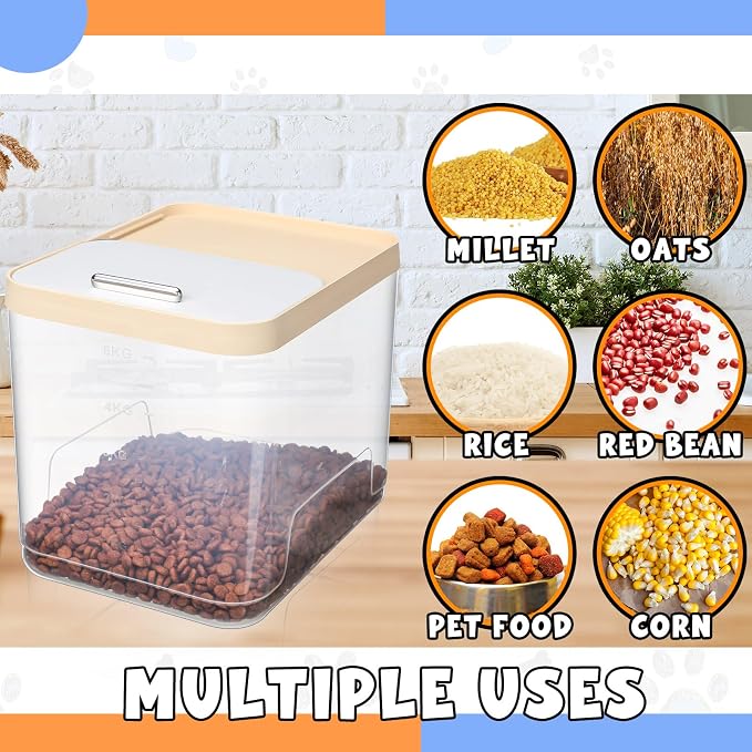 Teenyyou 2 Pack 30 Lbs Airtight Dog Food Storage Container with 2 Scoops, Clear Cat Food Container Storage Bin with Measuring for Dog Cat Bird Other Pet - Image 6