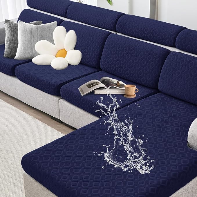 Genina Waterproof Couch Cushion Covers for Pets Washable Sofa Seat Covers | Non Slip,Stretch Jacquard Fabric,Pet Hair & Scratch Protection,Easy Installation,Furniture Protector,Sectional Sofa,1 Piece by Genina
