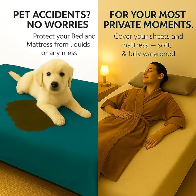 Waterproof Blanket for Bed & Couch Protection, Blue/Beige, 50"x60" | High-Density Heavy-Duty Material – Ultra-Soft & Durable Soft Fleece, Leakproof, Reversible, Silent No-Crinkle Design - Image 3