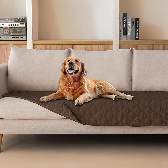gogobunny 3X Stronger Waterproof Pet Blanket, Scratch Proof Furniture Protector for Dogs Cats, Reversible Cover 30x80 Inch, Dark Chocolate by gogobunny