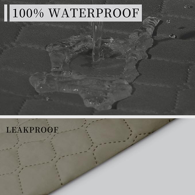 ISSUNTEX Double Protection 100% Waterproof Sofa Covers for Living Room, Couch Covers for 3 Cushion Couch Sofa, Reversible Furniture Protector Sofa Cover for Dogs, Pets, Kids (Sofa, Dark Gray/Beige) - Image 3