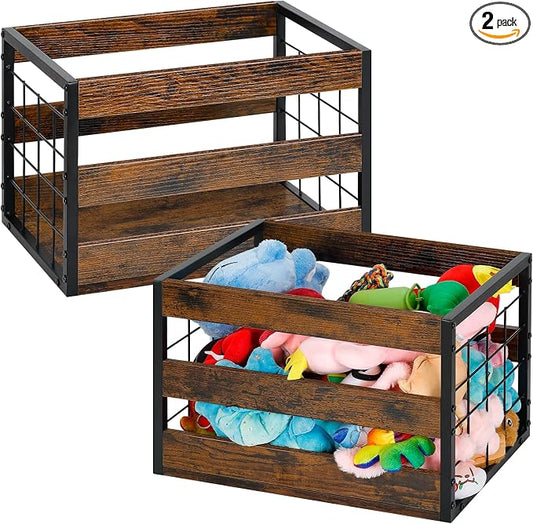 CADUKE Large Dog Toy Box Set of 2 | Dog Toy Storage, with Handles, Large, Durable, MDF Board Perfect for Organizing Chew Toys, Puppy Leash, Accessories by CADUKE